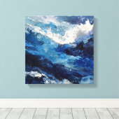 Panoramic Expressionist Ocean Wave Canvas Afdruk (Insitu (Houten vloer))