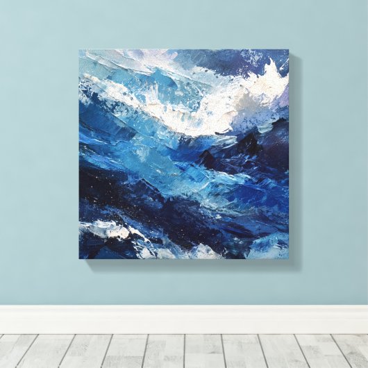 Panoramic Expressionist Ocean Wave Canvas Afdruk (Insitu (Houten vloer))
