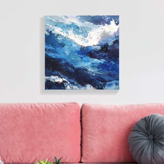 Panoramic Expressionist Ocean Wave Canvas Afdruk (Insitu (Woonkamer))