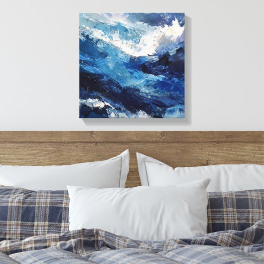 Panoramic Expressionist Ocean Wave Canvas Afdruk (Insitu (Slaapkamer))