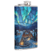 Panoramic stained glass winter village heupfles (Rechts)