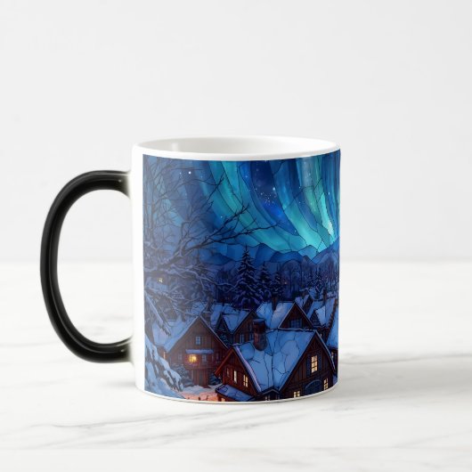 Panoramic Stained Glass Winter Village Magische Mok (Links)