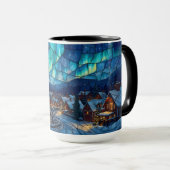 Panoramic Stained Glass Winter Village Mok (Voorkant rechts)