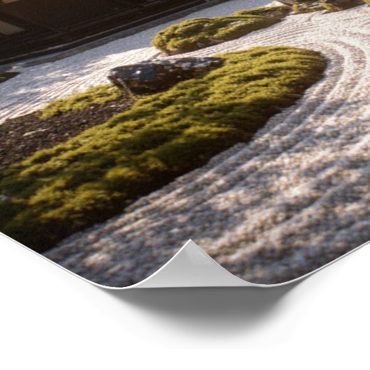 Panoramic Zen Garden View & Traditional Tea House Poster (Hoek)