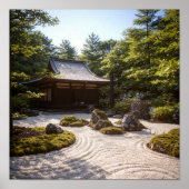 Panoramic Zen Garden View & Traditional Tea House Poster (Voorkant)