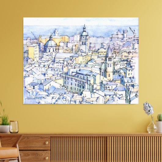 Panoramica di Genova Canvas Afdruk (Insitu (Woonkamer))