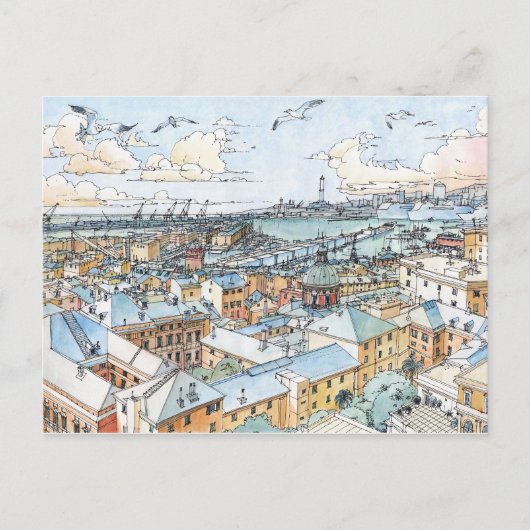Panoramiek van Genua Briefkaart (Voorkant)