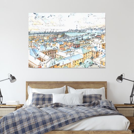 Panoramiek van Genua Canvas Afdruk (Insitu (Slaapkamer))