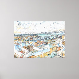 Panoramiek van Genua Canvas Afdruk