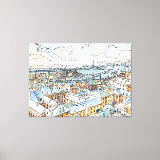 Panoramiek van Genua Canvas Afdruk (Voorkant)