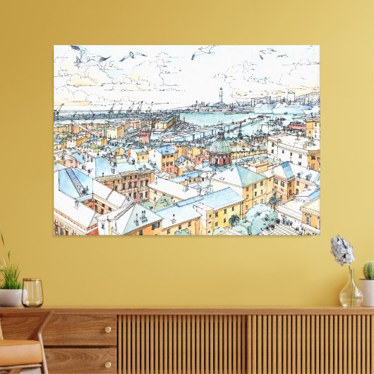 Panoramiek van Genua Canvas Afdruk (Insitu (Woonkamer))