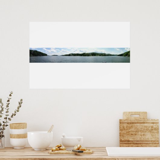 Panoramiek van het meer van Candlewood Poster (Keuken)