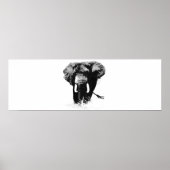 Panoramisch B&W Elephant Posters Print (Voorkant)