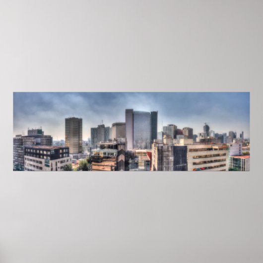 Panoramisch Cityscape van Mexico City Poster (Voorkant)