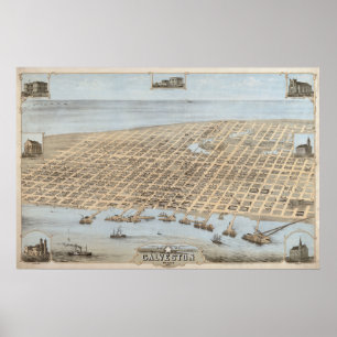 Panoramisch Galveston Poster