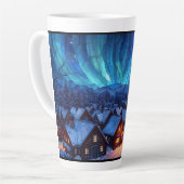 Panoramisch Glas-in-Lood Winterdorp Latte Mok (Linkerhoek)