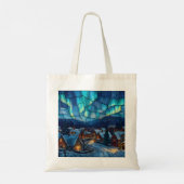 Panoramisch Glas-in-Lood Winterdorp Tote Bag (Achterkant)