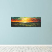 Panoramisch impressionistisch schilderij van zonso canvas afdruk (Insitu (Houten vloer))