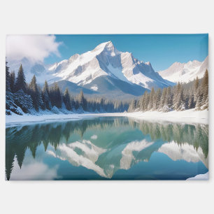 Panoramisch Landschap Bergen Lake Natuur rustig Magneet