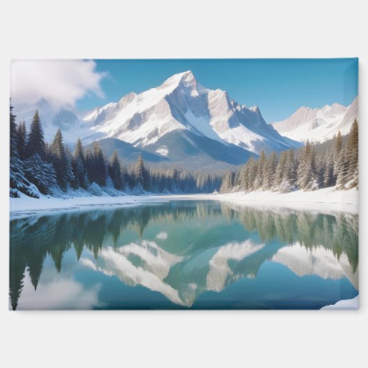 Panoramisch Landschap Bergen Lake Natuur rustig Magneet (Voorkant)