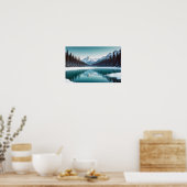 Panoramisch Landschap Bergen Lake Natuur rustig Poster (Keuken)