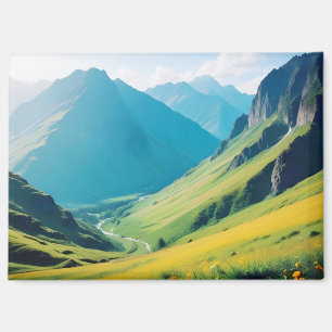 Panoramisch landschap Bergen pittoreske Natuur Magneet