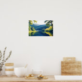 Panoramisch Landschap Bos Lake Natuur Rustig Poster (Keuken)
