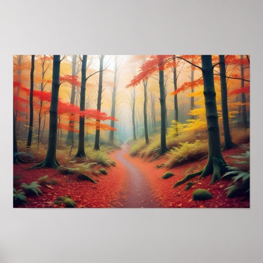 Panoramisch landschap Herfstbos Natuur rustig Poster (Voorkant)
