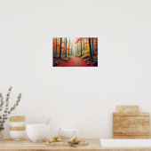 Panoramisch landschap Herfstbos Natuur rustig Poster (Keuken)