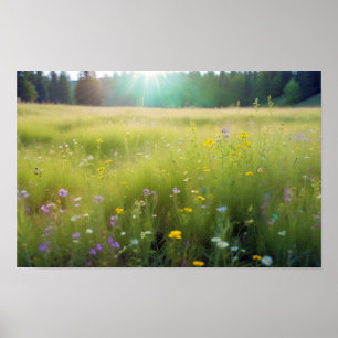Panoramisch Landschap Meadow Natuur Rustig landsch Poster