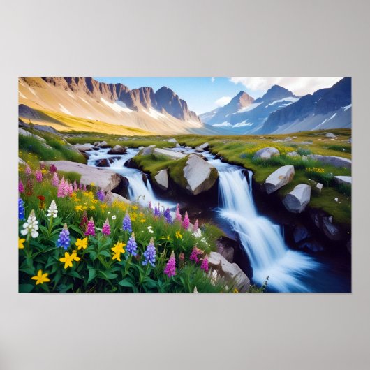 Panoramisch landschap Meadow Valley Natuur rustig Poster (Voorkant)