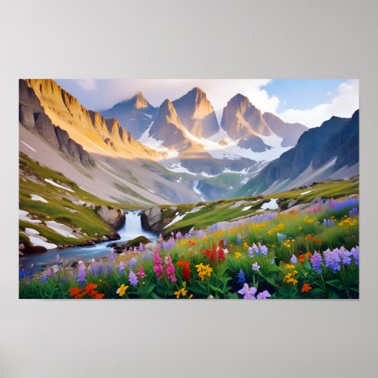 Panoramisch landschap Meadow Valley Natuur rustig Poster (Voorkant)
