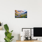 Panoramisch landschap Meadow Valley Natuur rustig Poster (Thuiskantoor)