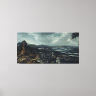 Panoramisch landschap met Tobias en de Engel, Canvas Afdruk