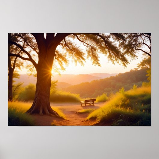 Panoramisch landschap Sunset Natuur Rustig landsch Poster (Voorkant)