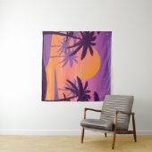 Panoramisch landschap: zonsondergang met palmen. wandkleed (In Situ (horizontaal))
