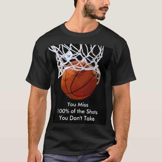 Panoramisch Motivatie Citaat Basketball T-shirt (Voorkant)
