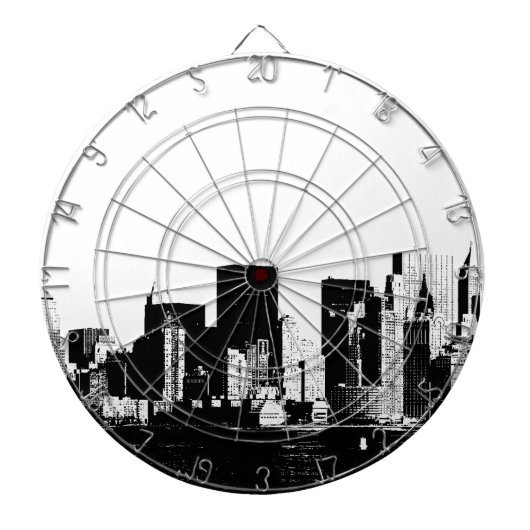 Panoramisch New York City Dartboard Dartbord (Voorkant)