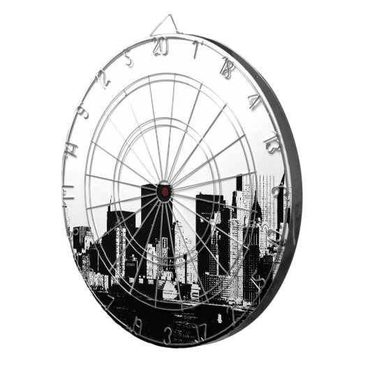 Panoramisch New York City Dartboard Dartbord (Voorkant Rechts)