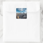 Panoramisch New York City Reis Vierkante Sticker (Tas)