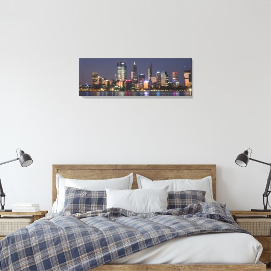 Panoramisch Perth City Skyline Canvas (Insitu (Slaapkamer))