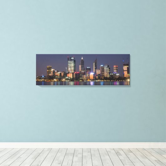 Panoramisch Perth City Skyline Canvas (Insitu (Houten vloer))