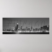 Panoramisch Poster van de Chicago Skyline bij nach (Voorkant)