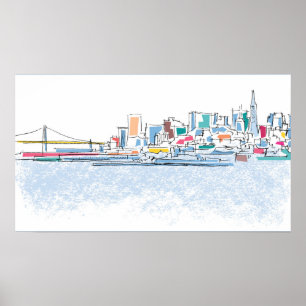 Panoramisch San Franciso, CA Poster