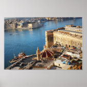 Panoramisch skyline uitzicht van Valletta, Malta Poster (Voorkant)