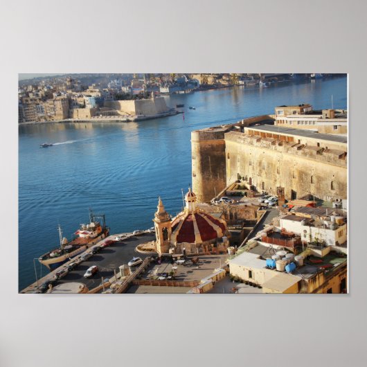 Panoramisch skyline uitzicht van Valletta, Malta Poster (Voorkant)