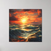 Panoramisch Strand Zonsondergang Golden Natuur Glo Canvas Afdruk (Voorkant)