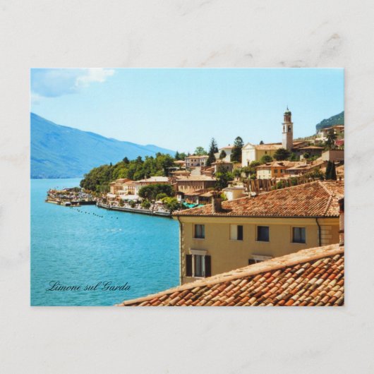 Panoramisch uitzicht Limone Lake Garda Italië Briefkaart (Voorkant)
