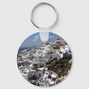 Panoramisch uitzicht Oia, Griekenland Sleutelhanger