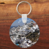 Panoramisch uitzicht Oia, Griekenland Sleutelhanger (Voorkant)